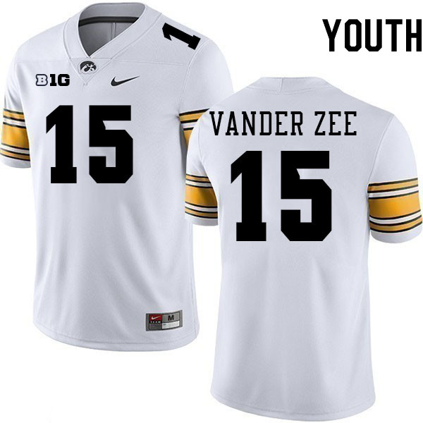 Youth #15 Reece Vander Zee Iowa Hawkeyes College Football Jerseys Stitched-White